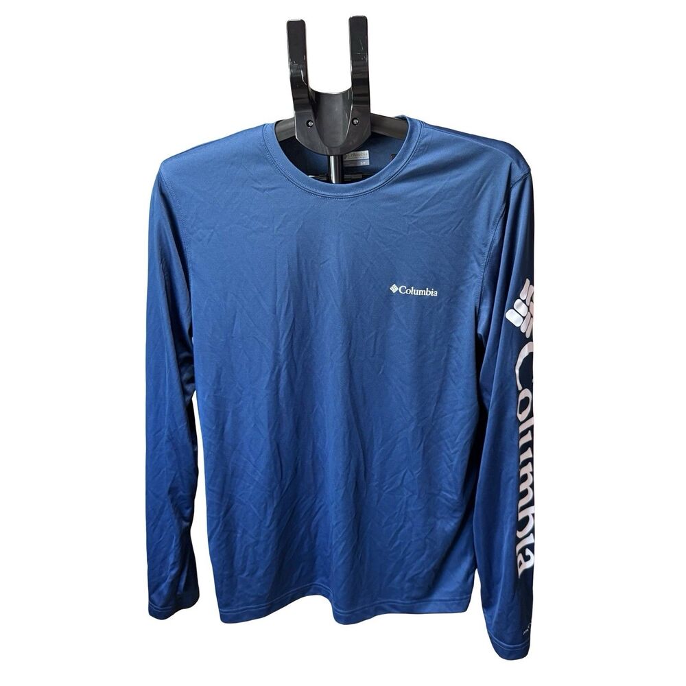 Columbia PFG Terminal Tackle Shirt Mens Small Navy Omni-shade Performance